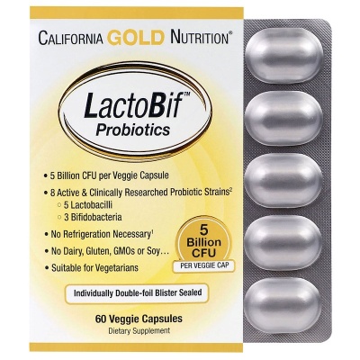Специальный препарат California Gold Nutrition Пробиотики LactoBif 5 млрд КОЕ 60 капсул